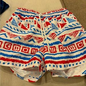 Chubbies swim trunks size medium, white Aztec pattern